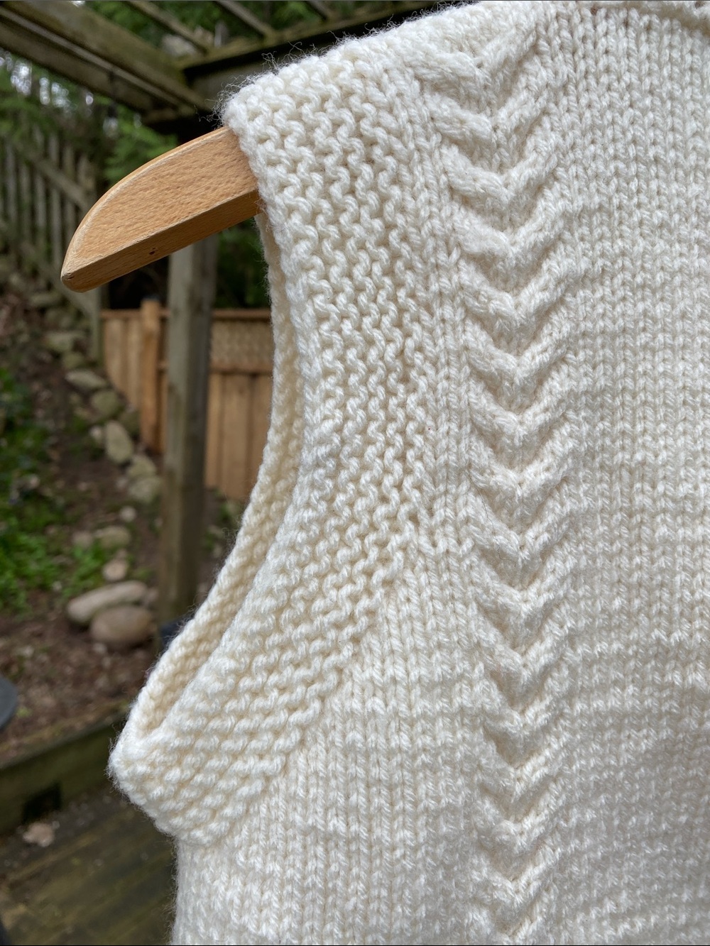 Cream Cable Knit Button Front Vest - Picture 5 of 9
